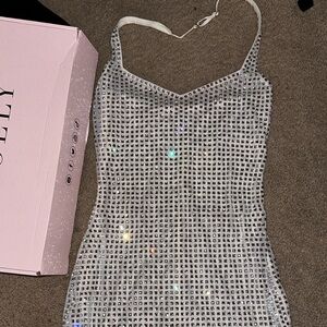 Oh Polly Embellished Halter Neck Mini Dress